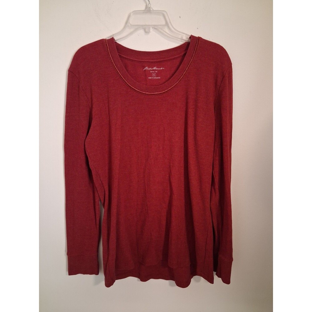 Eddie Bauer Thermal Henley Shirt Mens XL Red Pullover Outdoor Hiking Base Layer